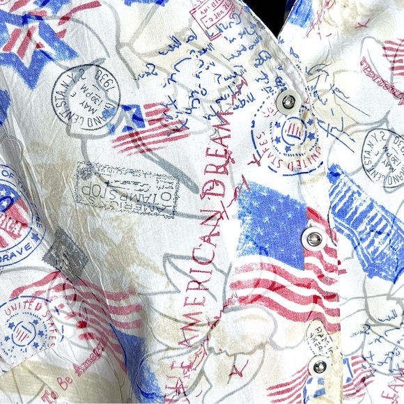 Allison Daley 90s Patriotic Americana Textured Button Up Shirt Women’s 16P - Picture 10 of 14